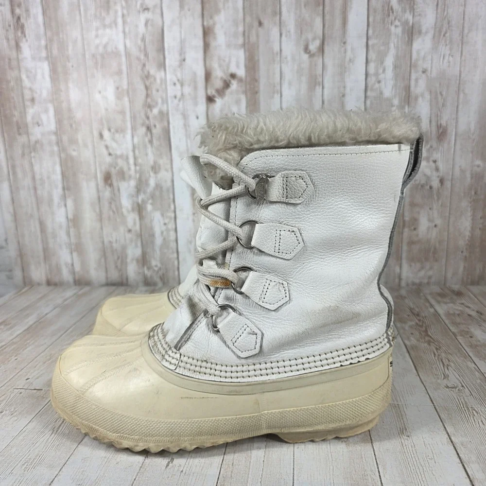 Sorel Women's White Waterproof Winter Snow Boots Insulated Fur Lined Size‎ 9